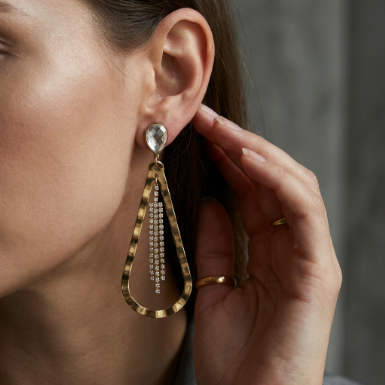 Pavé Zircon Butterfly High Polish Stainless Steel Earrings detail