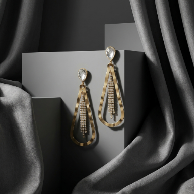 Pavé Zircon Butterfly High Polish Stainless Steel Earrings detail