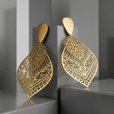 Pavé Zircon Butterfly High Polish Stainless Steel Earrings detail