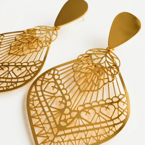Pavé Zircon Butterfly High Polish Stainless Steel Earrings detail