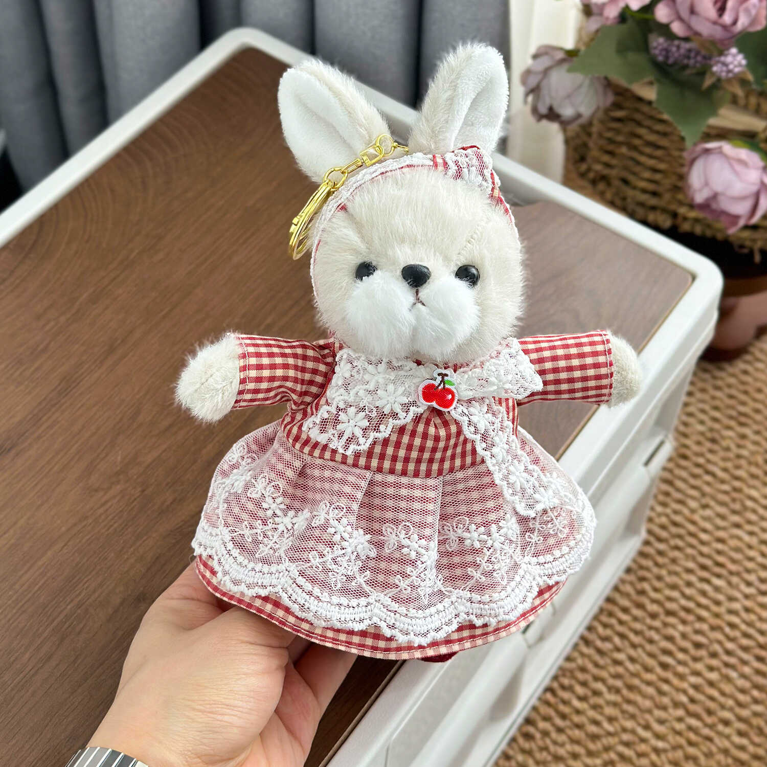 4 - inch 16cm Rural Lily Rabbit Plush Pendant - Image 7