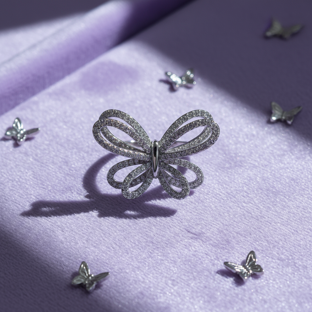 Silver Full Zircon Butterfly Elegant Ring - Alternative View