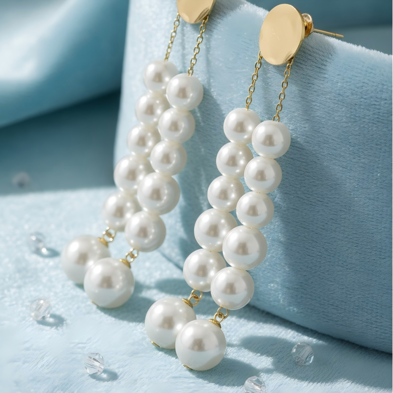 Pearl String Earrings - Alternative View
