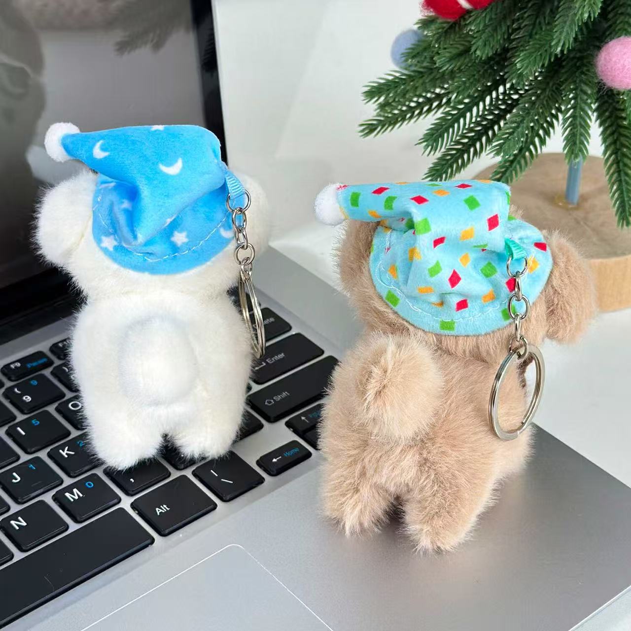 Sleeping Cap Puppy Plush Keychain - Alternative View