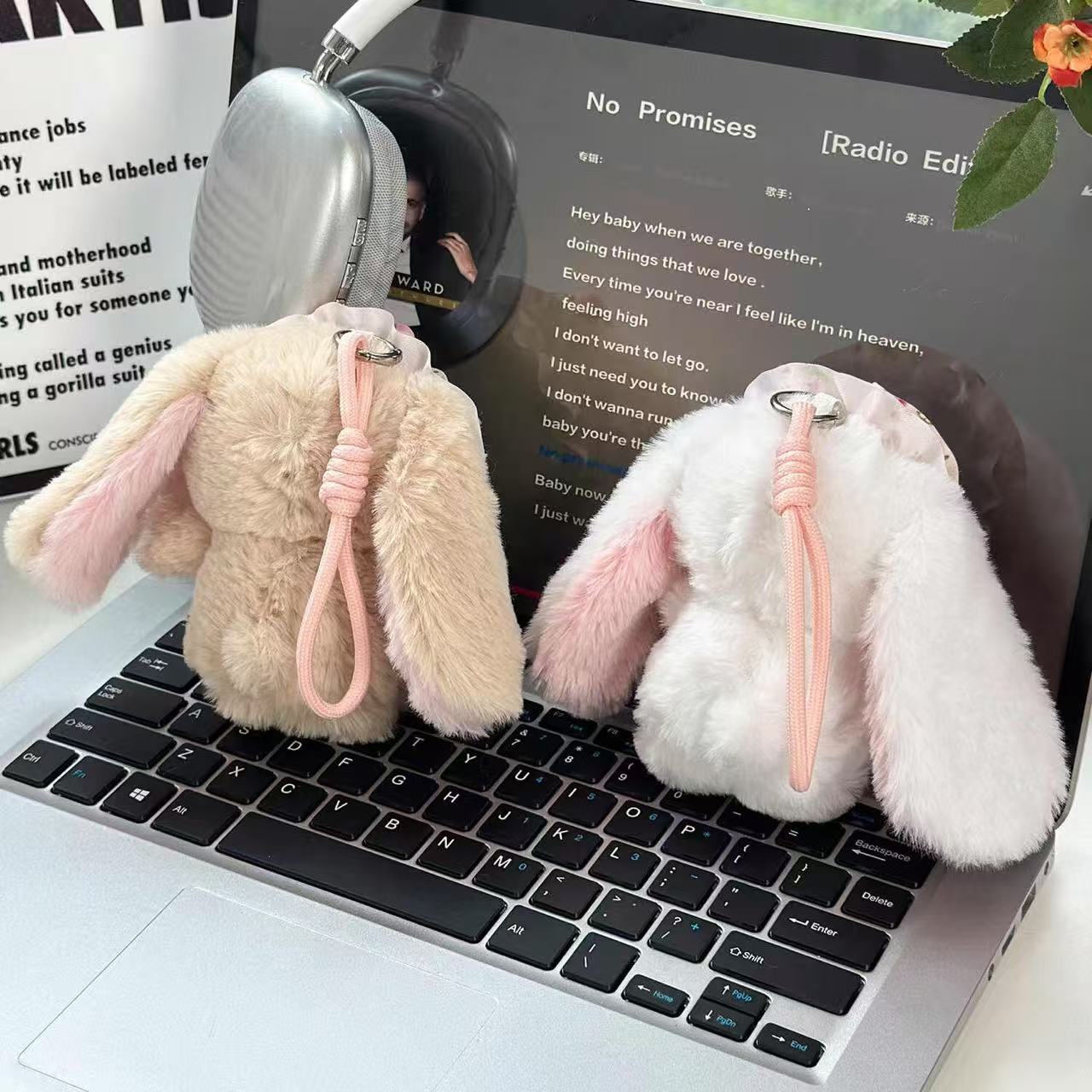 Cute & Well-Behaved Pearl-Adorned Bunny Plush Keychain - Image 6