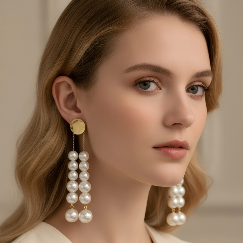 Pearl String Earrings - Image 7