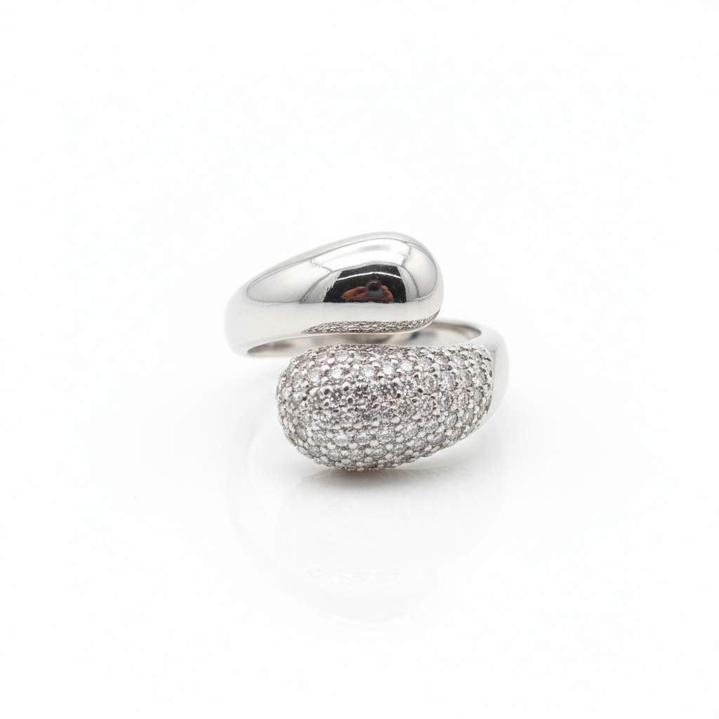 Luxury Stylish Silver-Plated Dual-Rhythm Copper Base Zircon Inlay Ring