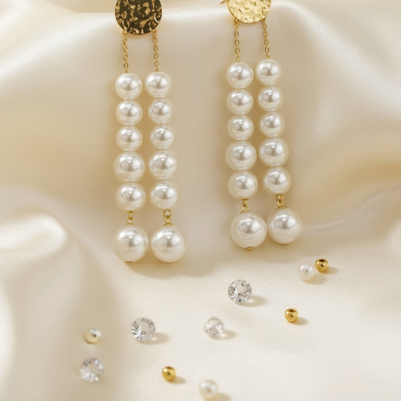 Pearl String Earrings - Image 5