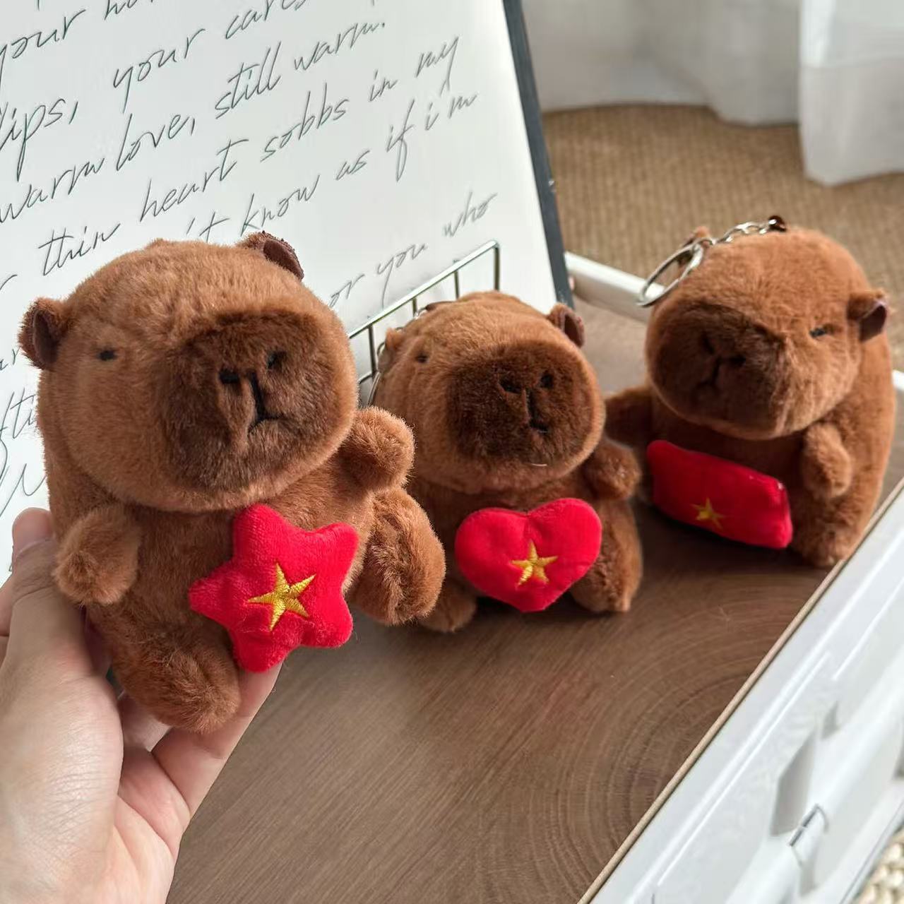 Shining Red Star Plush Keychain