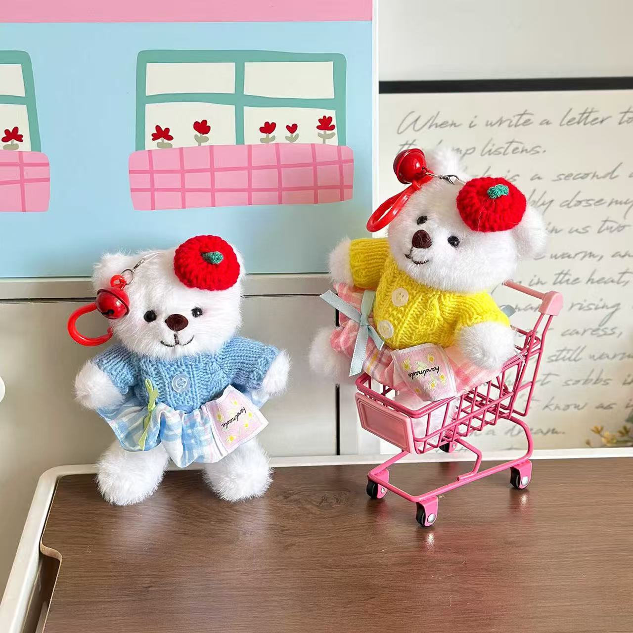 Playful Beret Bear Cub Keychain - Alternative View