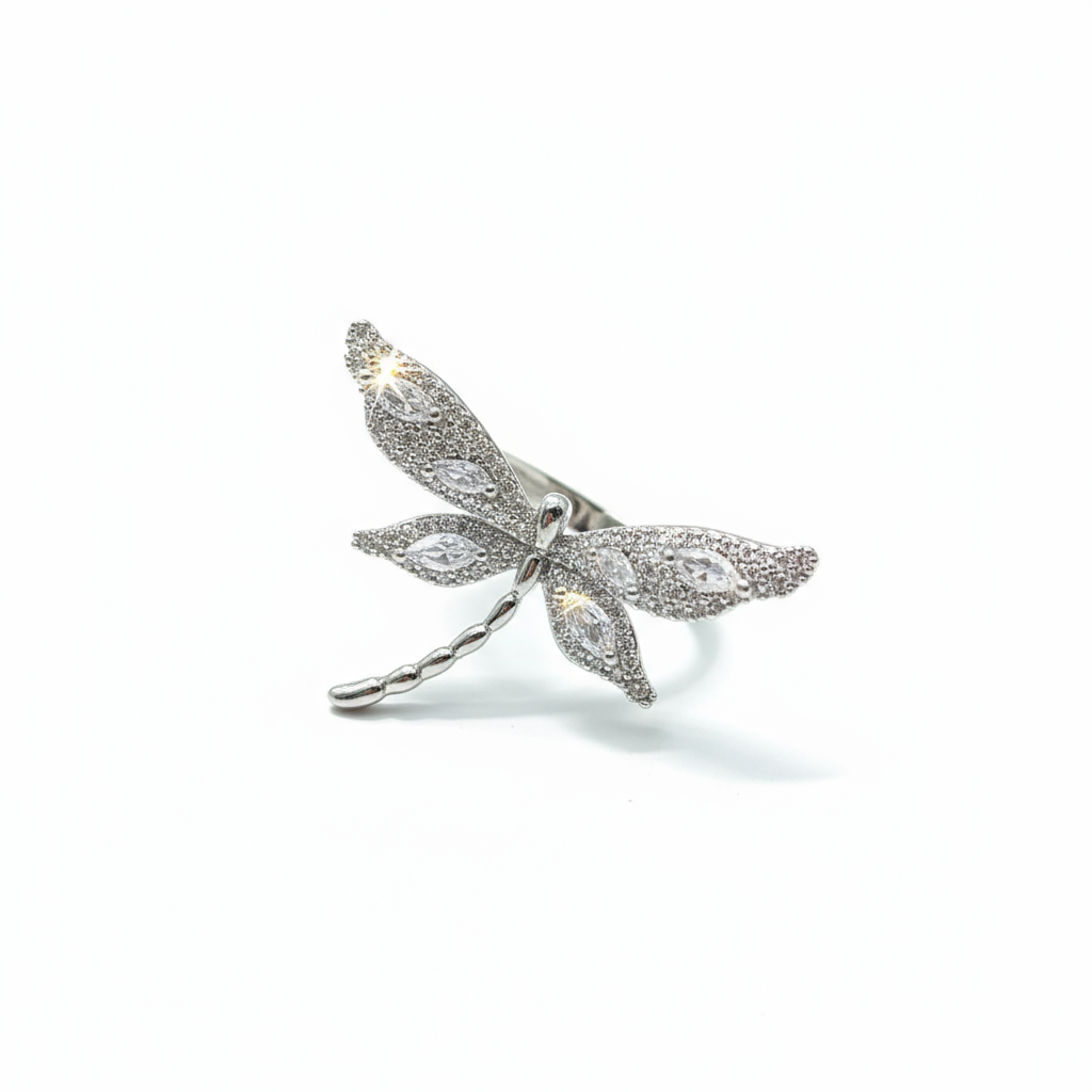 Silver Dragonfly Star Feather · Spirit Zircon Copper-Inlaid Zircon Ring - Alternative View
