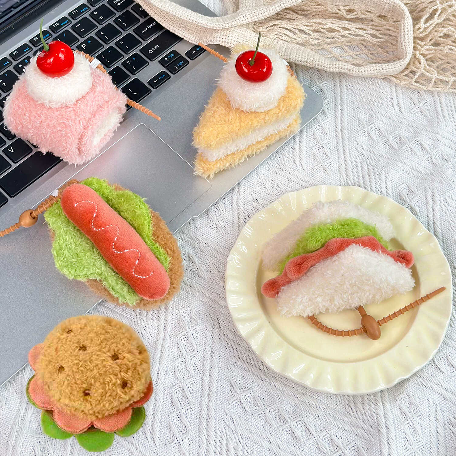 4 - inch 6 - 9cm Afternoon Tea Set Plush Pendant