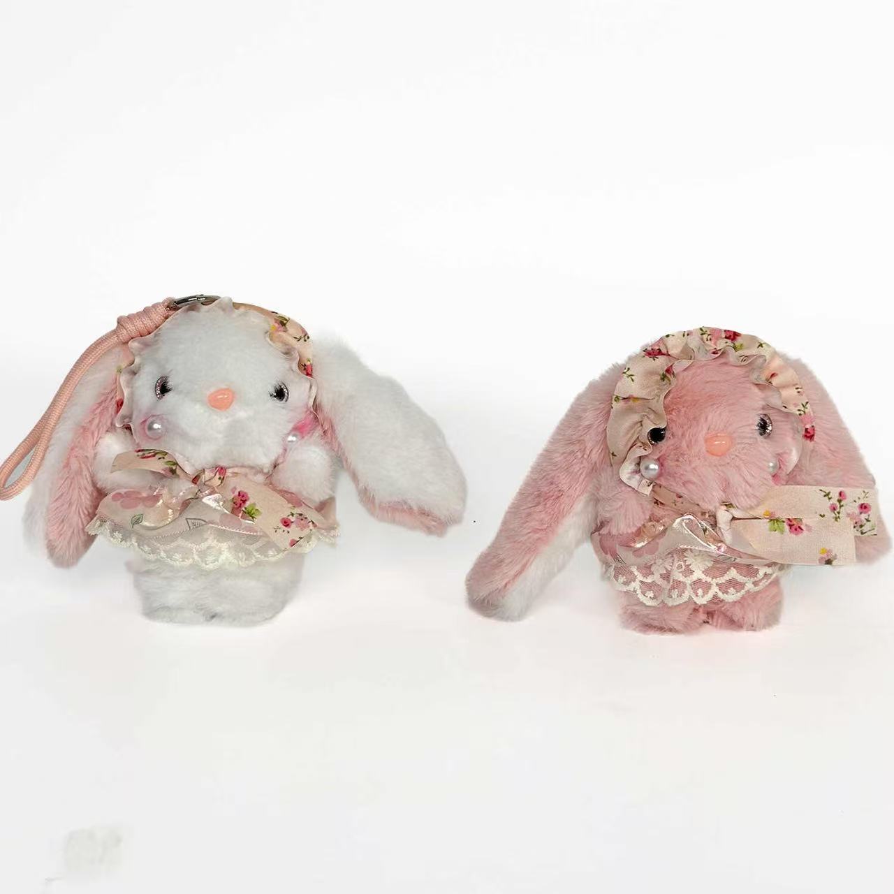 Pearl-Adorned Skirt Bunny Plush Keychain - Image 5