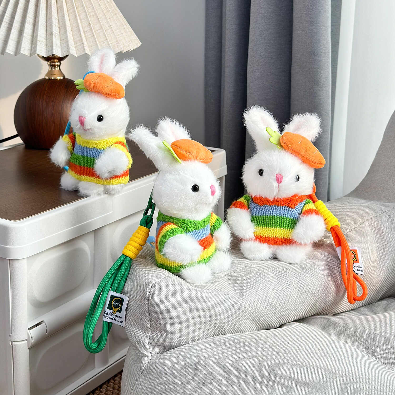 4 - inch 16cm Rainbow Carrot Rabbit Plush Pendant