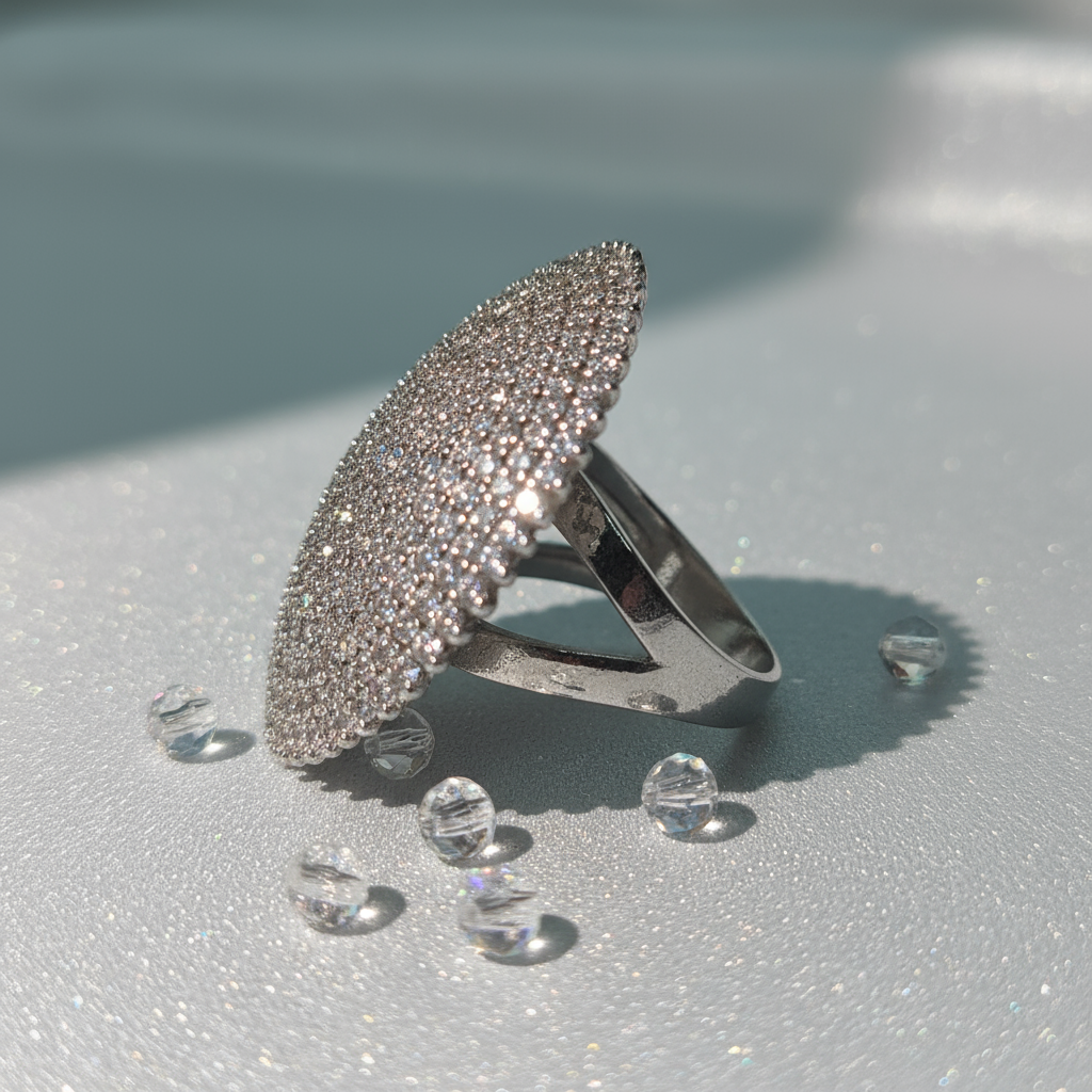 Silver Wing Star Dome · Full Zircon Fan Ring