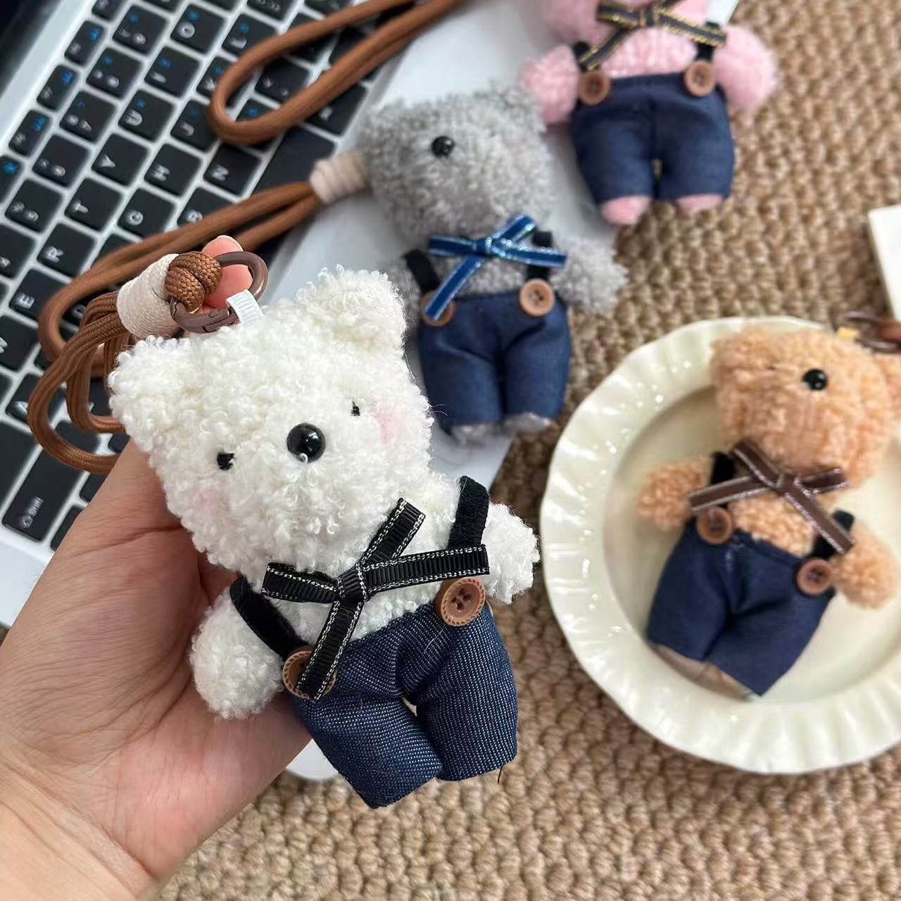 Cowboy Overalls Bear Plush Keychain - Alternative View