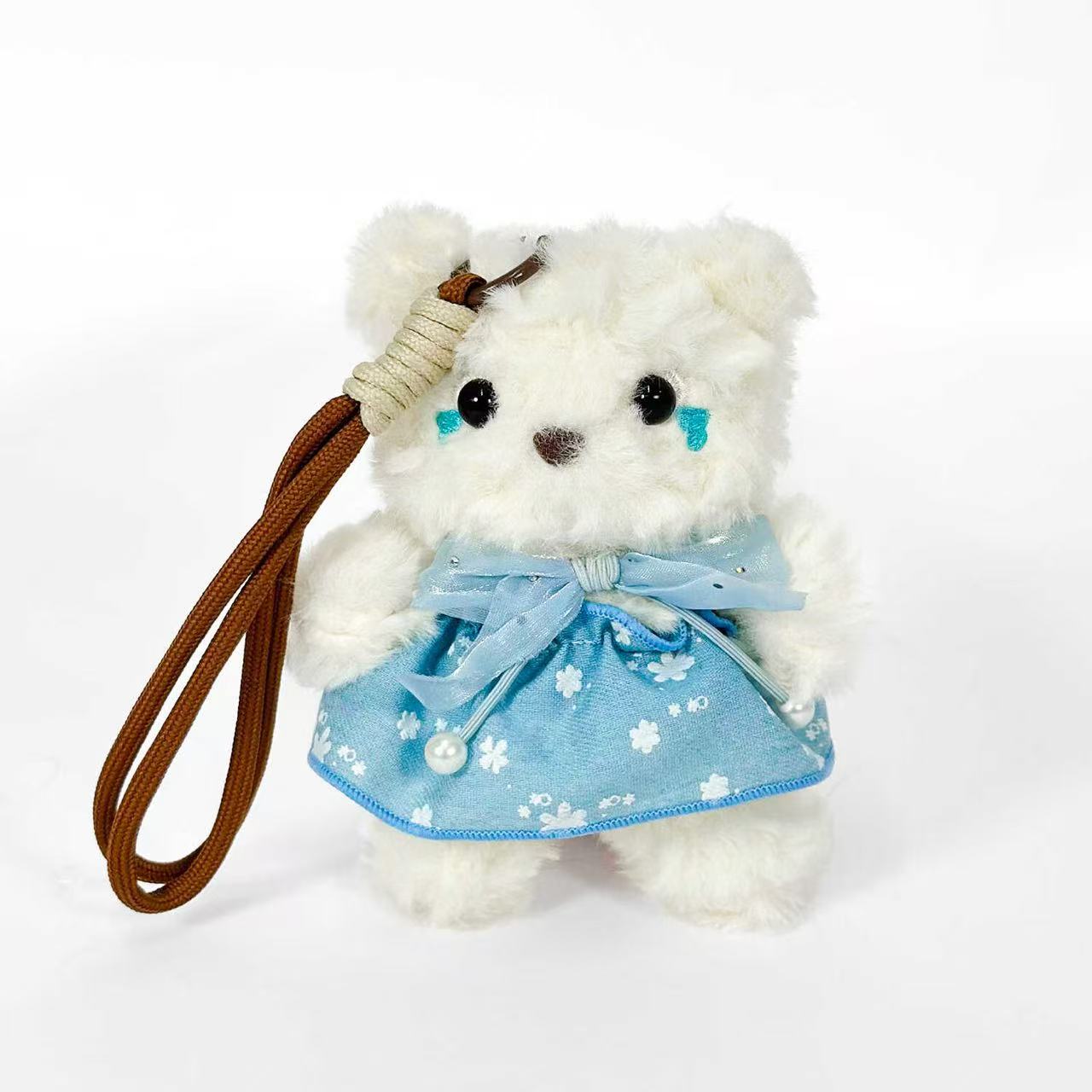 Denim-Skirt-Wearing Teddy Bear Plush Keychain - Image 5