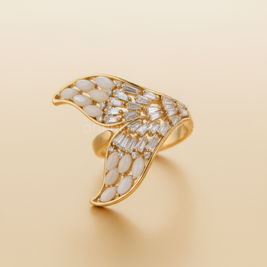 Gold Multi-Stone Winged Elegant Luxury Ring - Alternative View