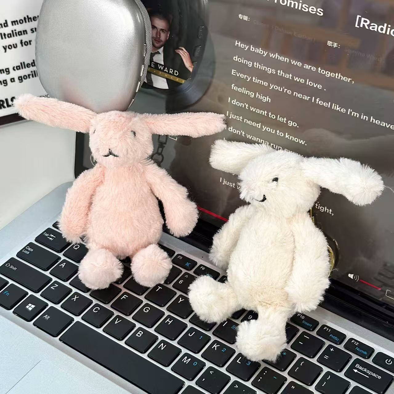 Fluffy Long-Eared Bunny Plush Keychain - Alternative View