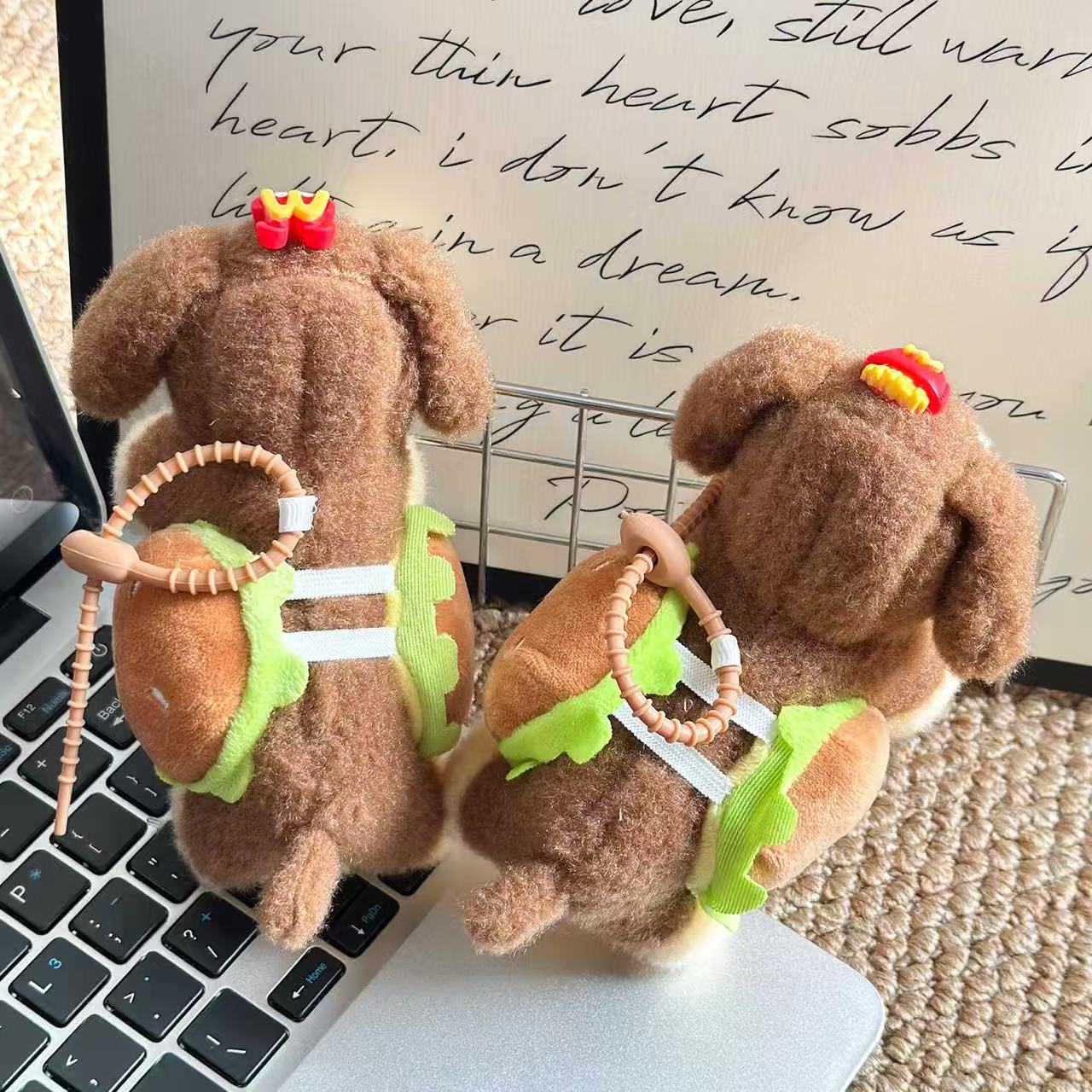 Hamburger-Themed Dog Plush Keychain - Alternative View
