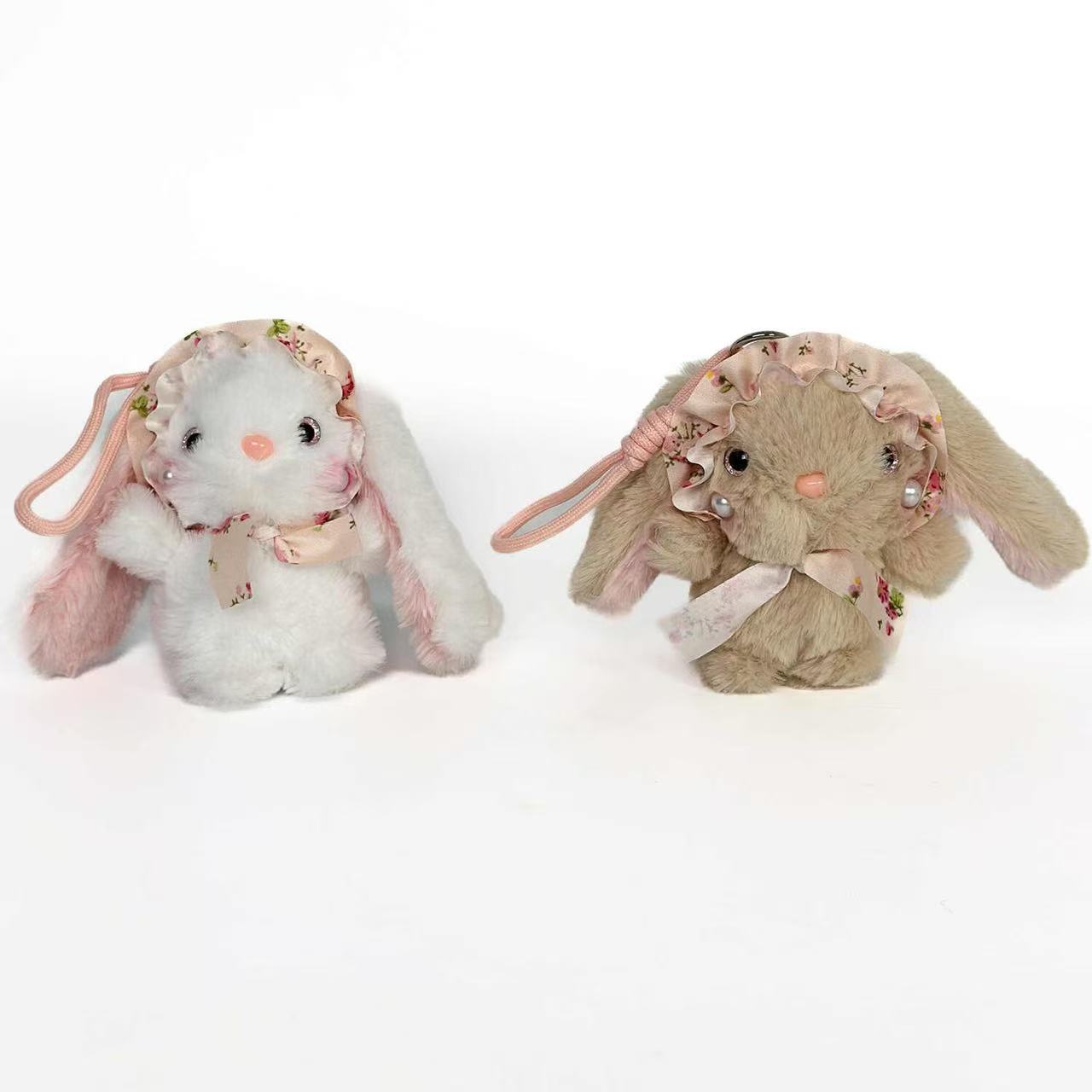 Cute & Well-Behaved Pearl-Adorned Bunny Plush Keychain - Image 5