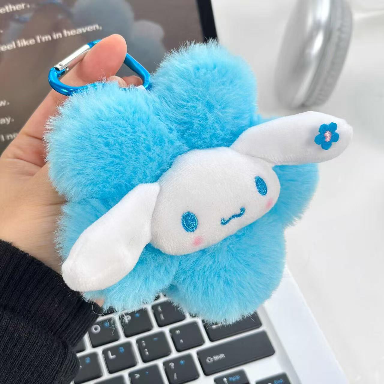 Genuine Flower-Themed Big-Eared Dog Plush Keychain