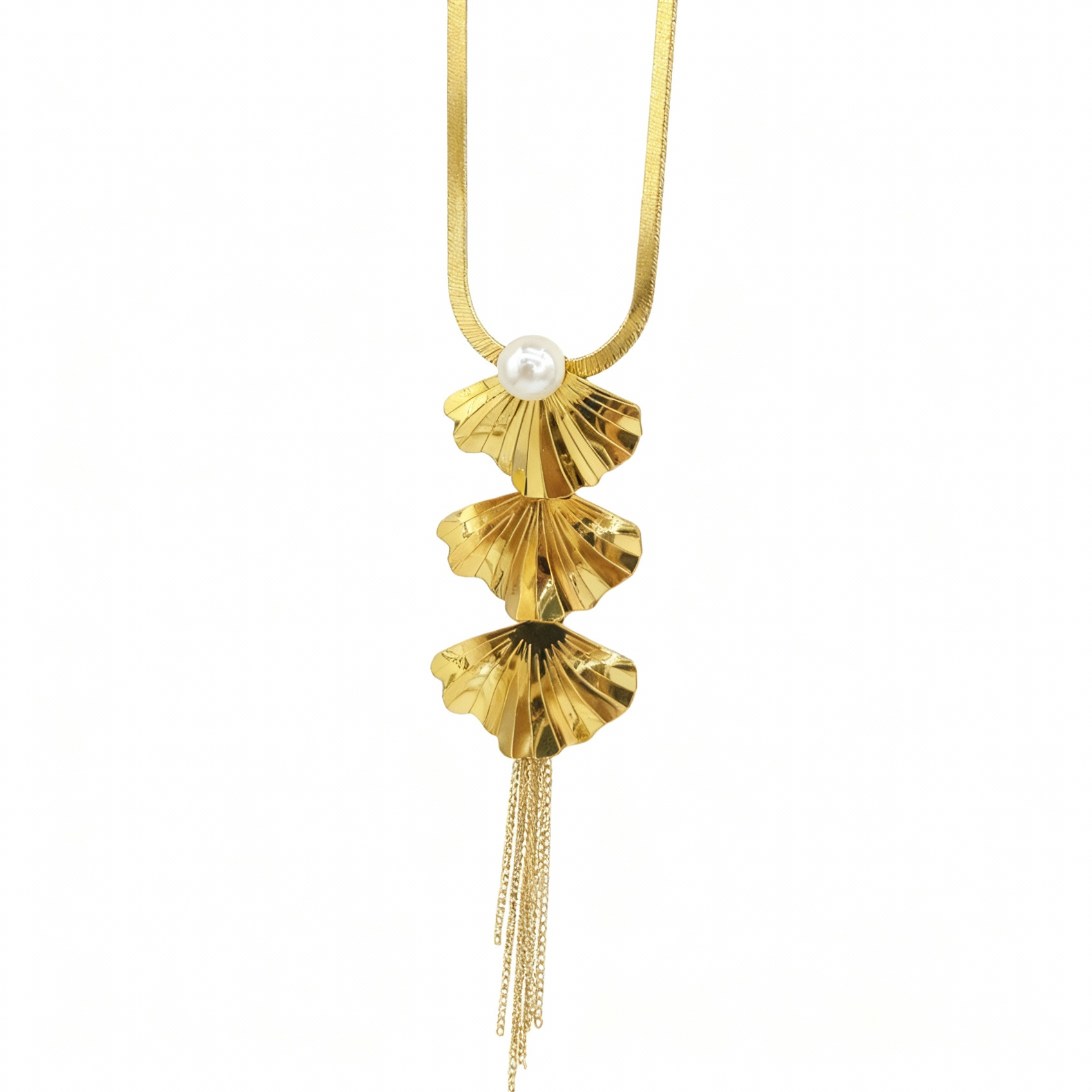 Multi-layer Fan-shaped Pearl Tassel Necklace