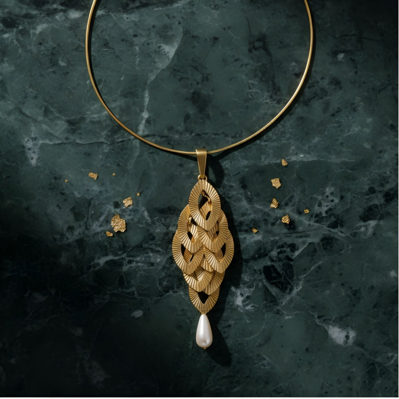 Multi-layer Eye-shaped Pearl Pendant Necklace - Image 6