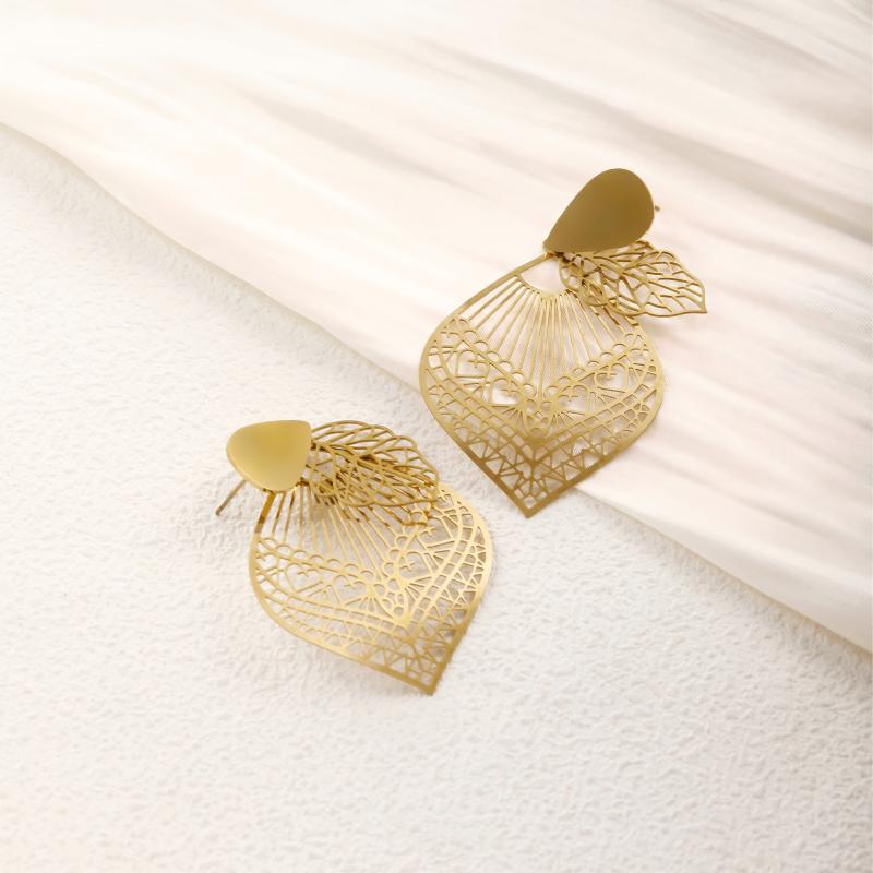 Hollow Leaf-shaped Earrings
