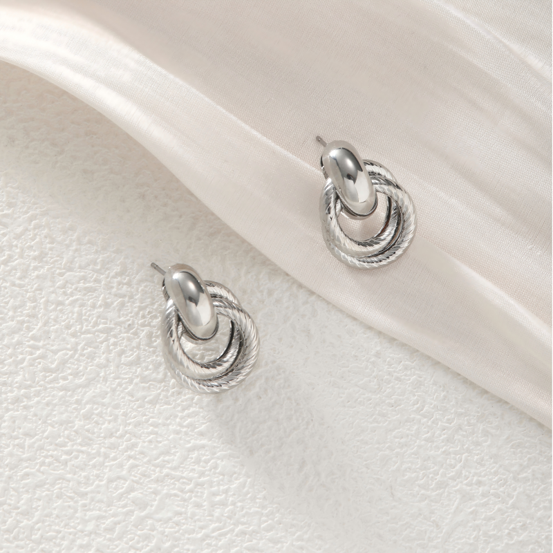 Multi - layer Ring - Shaped Iron Earrings