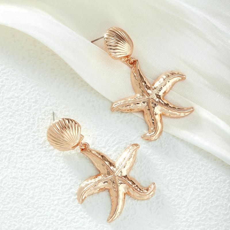 Starfish and Shell - Shaped Iron Earrings