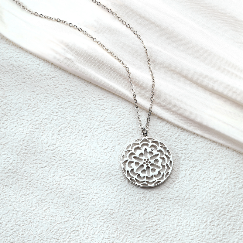 Iron Necklace with Hollow - Out Pattern Disc