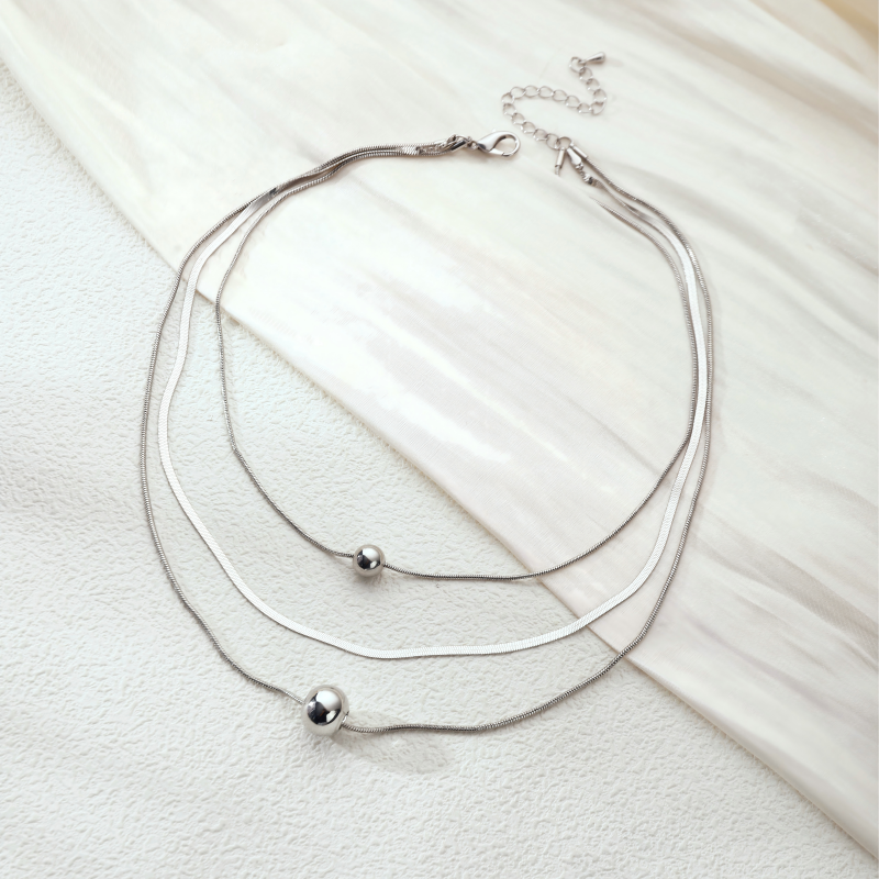 Iron Necklace with Multi - Layer Bead Pendants