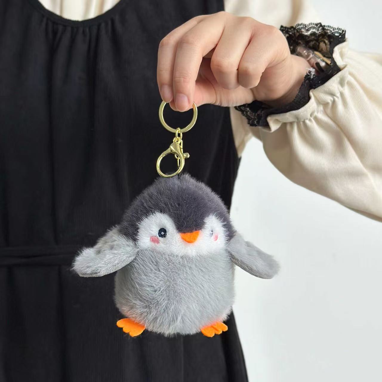 Chubby Grey Penguin Chick Keychain