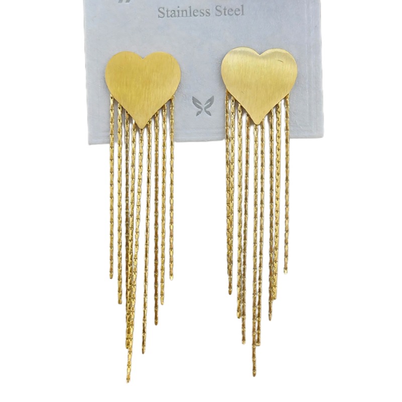 Heart-shaped Tassel Earrings