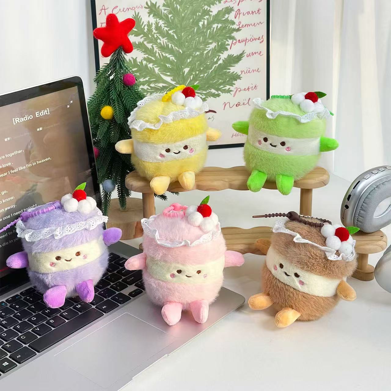 Cute Cake Plush Keychain