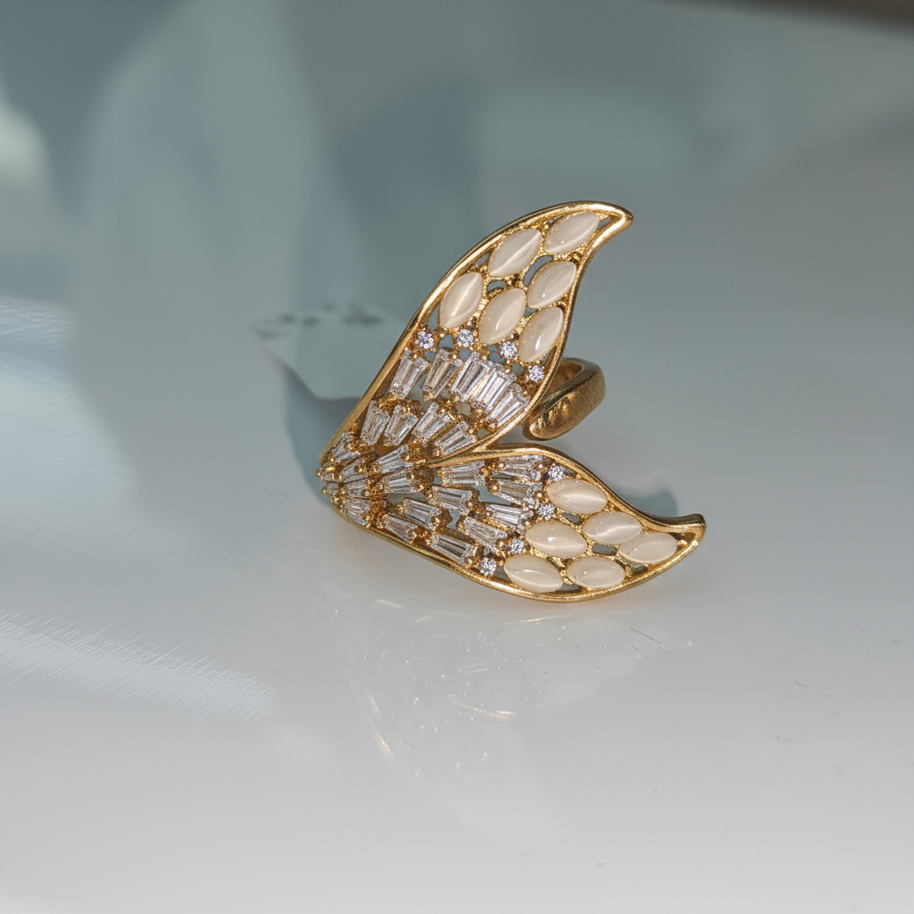 Gold Multi-Stone Winged Elegant Luxury Ring
