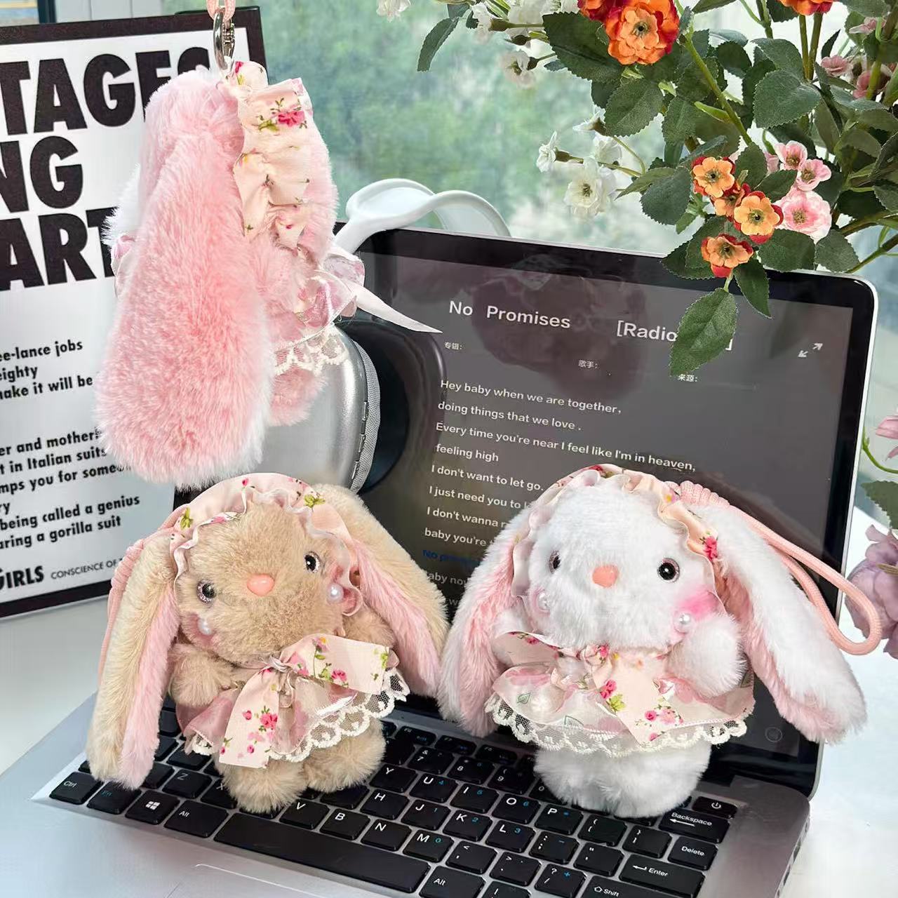 Pearl-Adorned Skirt Bunny Plush Keychain - Alternative View