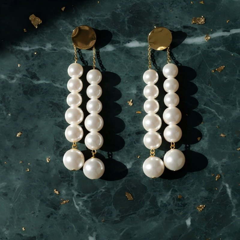Pearl String Earrings - Image 6