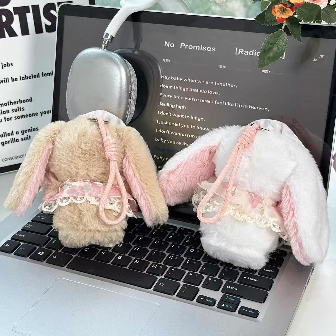 Pearl-Adorned Skirt Bunny Plush Keychain - Image 6