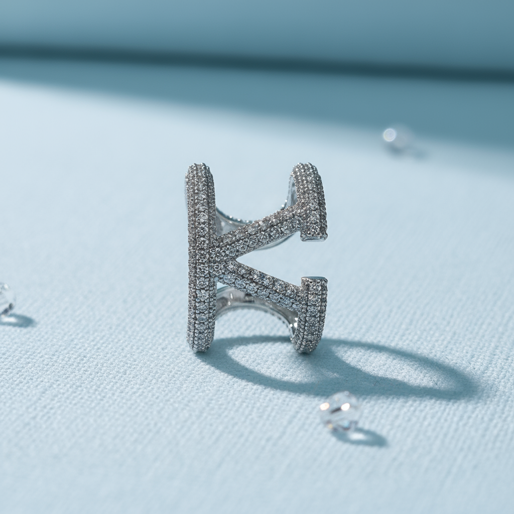 Luxury Charm Silver-Plated V-Shaped Full Zircon Copper Base Inlay Ring - Image 5