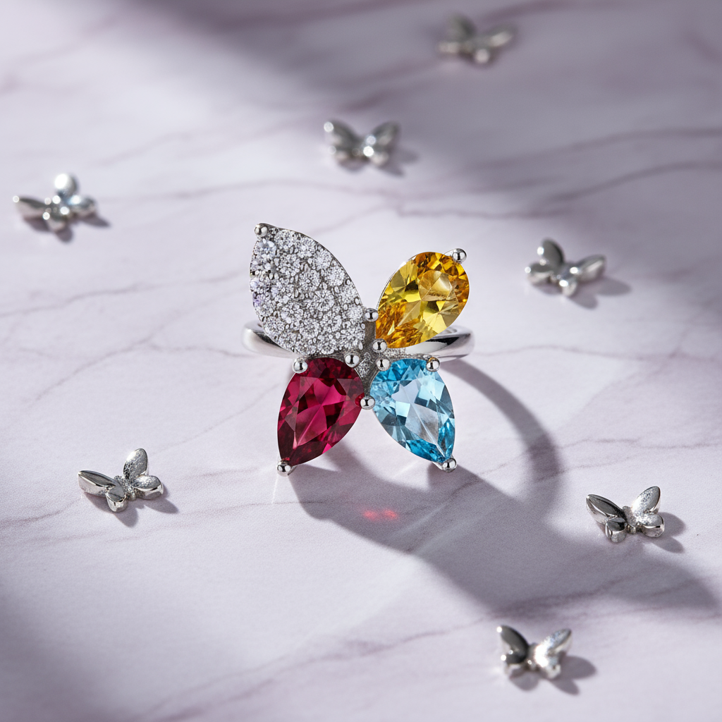 Elegant Silver-Plated Openwork Floral Copper Base Zircon Inlay Ring - 副本 - Image 5