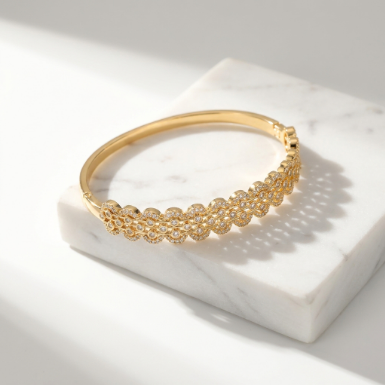 Golden Glow Bold Pavé Zircon Bracelet Butterfly Metal Bracelet Hover