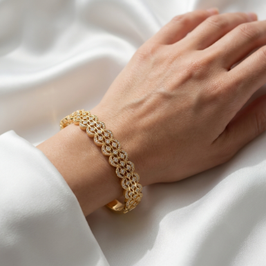 Golden Glow Bold Pavé Zircon Bracelet Butterfly Metal Bracelet