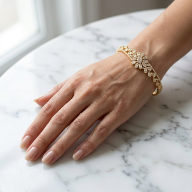 Golden Glow Bold Pavé Zircon Bracelet Butterfly Stainless Steel Bracelet