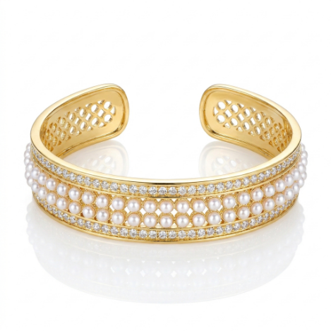 Golden Glow Bold Pavé Zircon Bracelet Butterfly Stainless Steel Bracelet