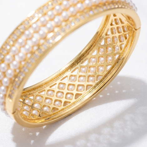 Golden Glow Bold Pavé Zircon Bracelet Butterfly Stainless Steel Bracelet