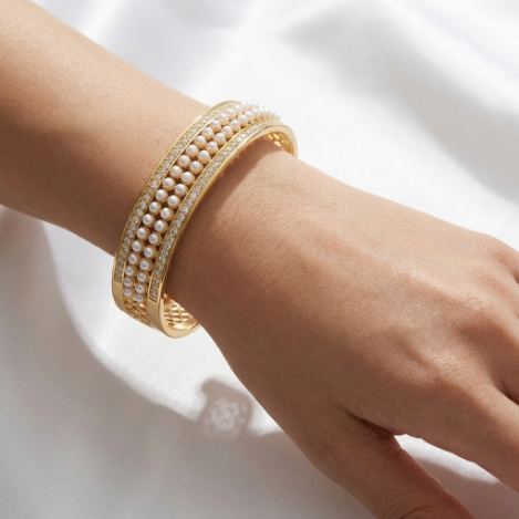Golden Glow Bold Pavé Zircon Bracelet Butterfly Stainless Steel Bracelet