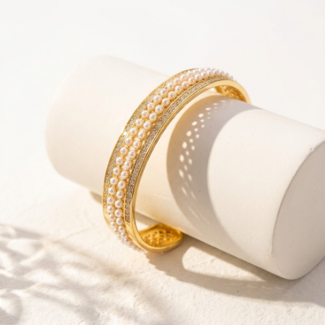 Golden Glow Bold Pavé Zircon Bracelet Butterfly Stainless Steel Bracelet