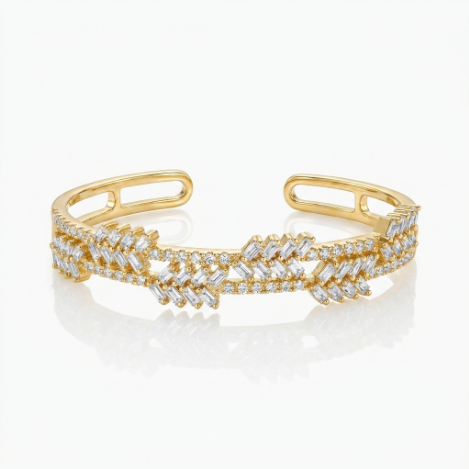 Golden Glow Bold Pavé Zircon Bracelet Butterfly Metal Bracelet